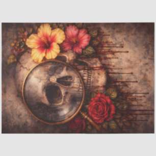 Skull Magnifying Glass Decoupage Paper