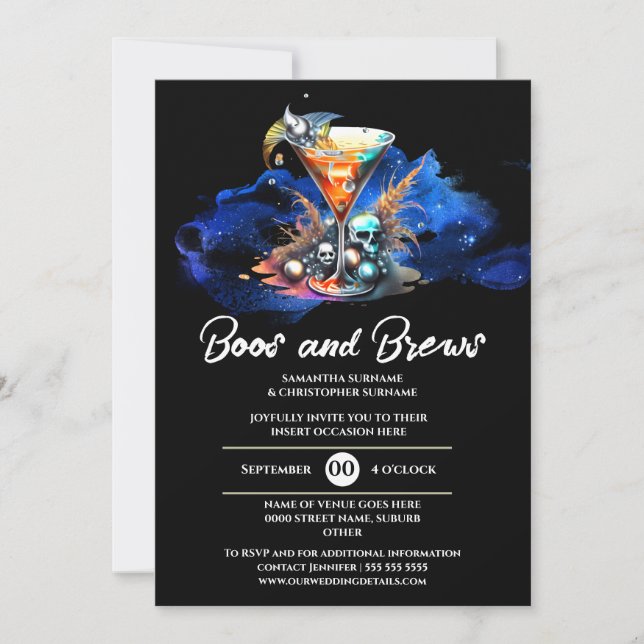 Skull martini enchanted halloween gothic party invitation (Front)