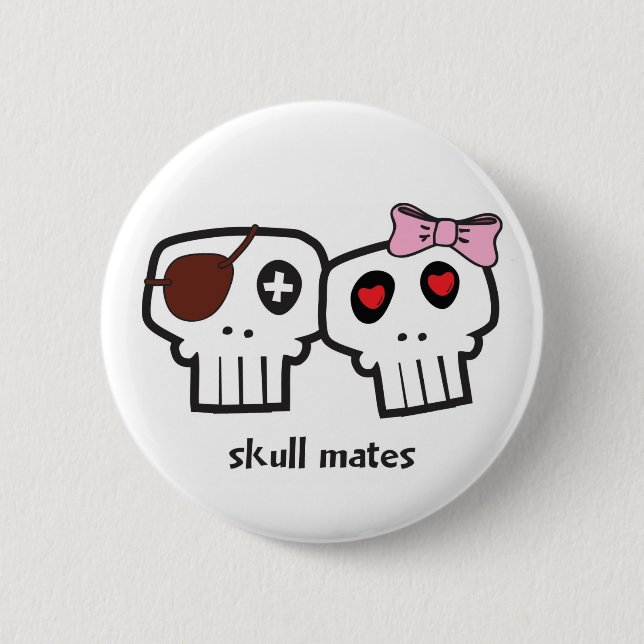 Skull Mates 2 Inch Round Button (Front)
