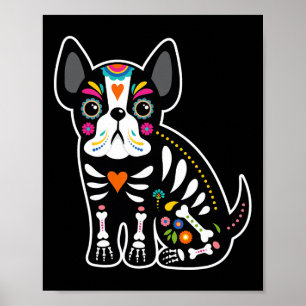 Skull Mexican French Bulldog Halloween Day Of The Poster