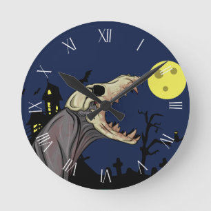 Skull Monster Round Clock