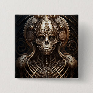 Skull Monster Skeleton Horror 2 Inch Square Button