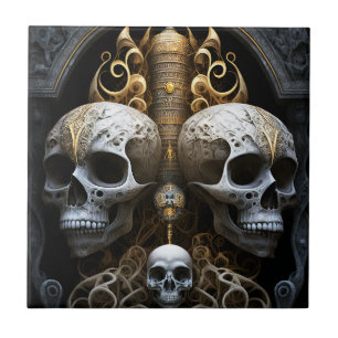 Skull Monster Skeleton Horror Magnet Ceramic Tile