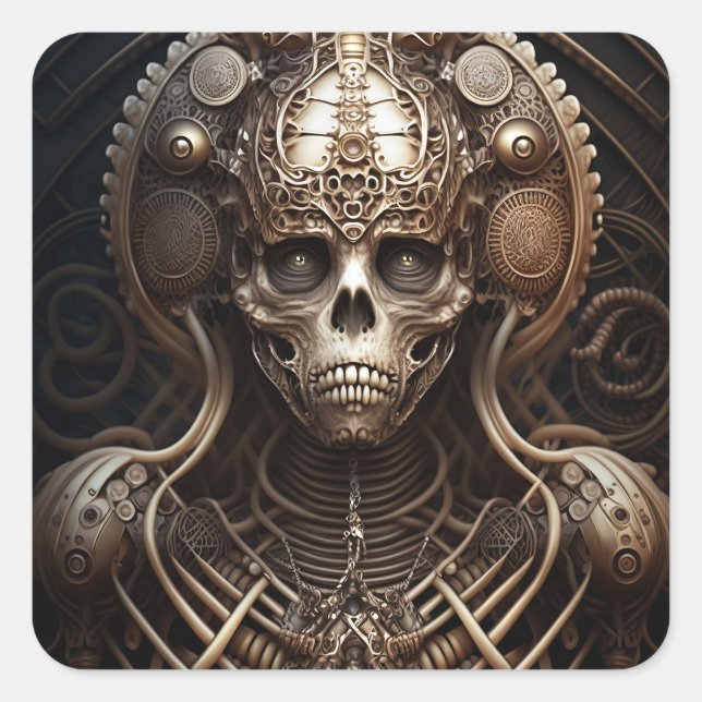 Skull Monster Skeleton Horror Square Sticker (Front)