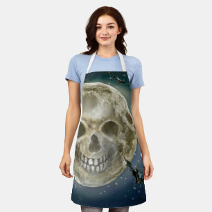 Skull Moon Halloween Apron