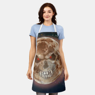 Skull Moon Halloween Apron