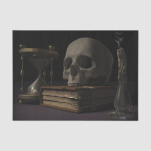 Skull Mortality Time Book Gothic Decoupage Tissue Paper