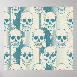 Skull Motif: Seamless Freehand Pattern Poster