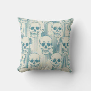 Skull Motif: Seamless Freehand Pattern Throw Pillow