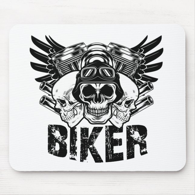 skull moto biker mouse pad (Front)