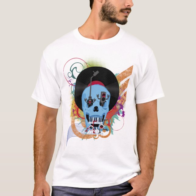 Skull Music Grunge Splatter T-Shirt (Front)