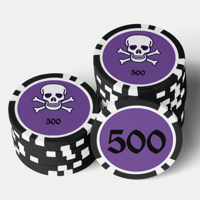 Skull n Bones 500 purple striped poker chip (Stack)