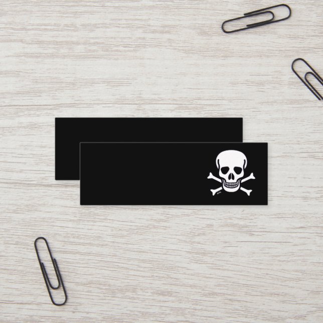 Skull n Bones all black mini business card (Front/Back In Situ)
