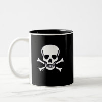 Skull n Bones black 2-tone right hand coffee mug