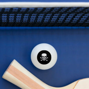 Skull n Bones Black 3 star ping pong ball