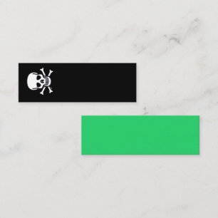 Skull n Bones black green mini business card vert