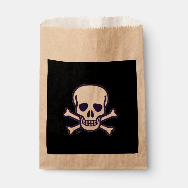 Skull n Bones black kraft favour bags (Front)