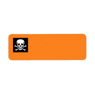 Skull n Bones black orange return address labels