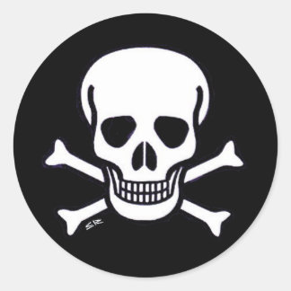 Skull n Bones black small round stickers