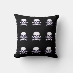 Skull n Bones black throw pillow