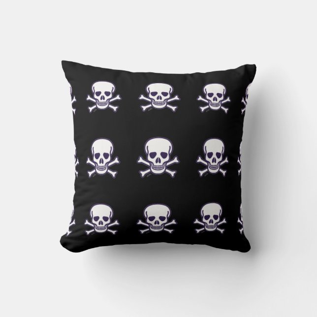 Skull n Bones black throw pillow (Front)