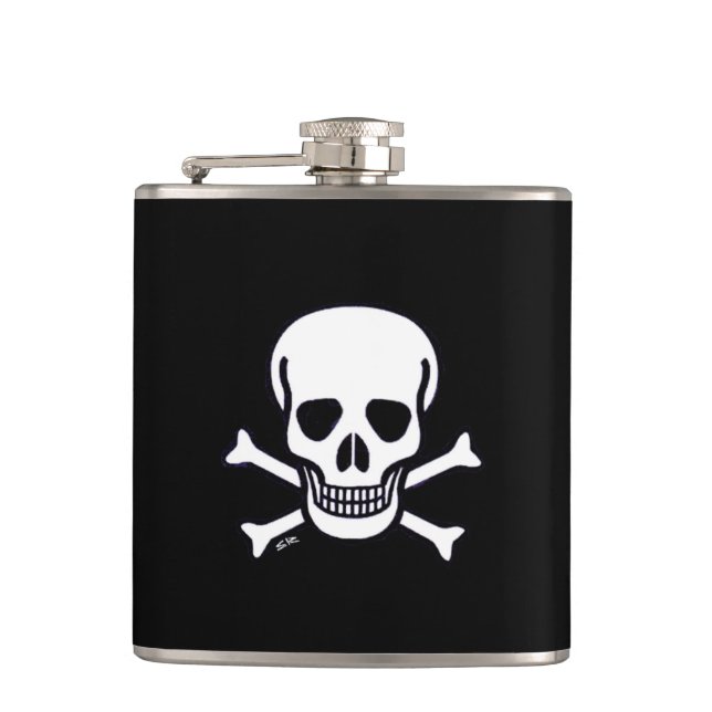 Skull n Bones Black wrapped flask (Front)