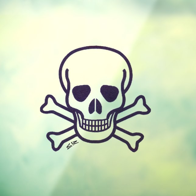 Skull n Bones clear window cling back stick (Sheet 3)