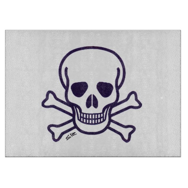 Skull n Bones glass cutting board (Front)