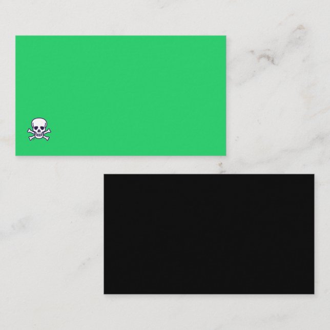 Skull n Bones green black std business card corner (Front/Back)