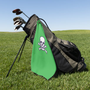 Skull n Bones green golf towel