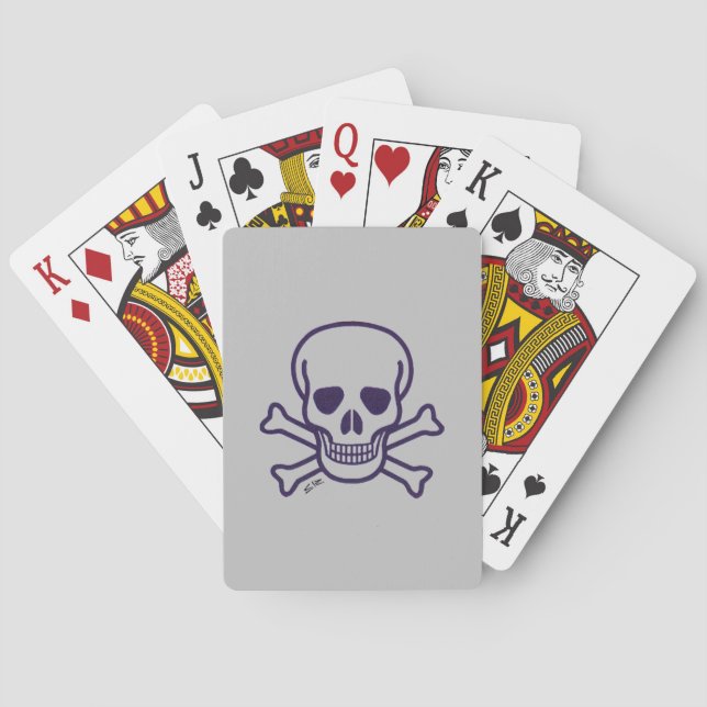 Skull n Bones grey Poker playing cards (Back)