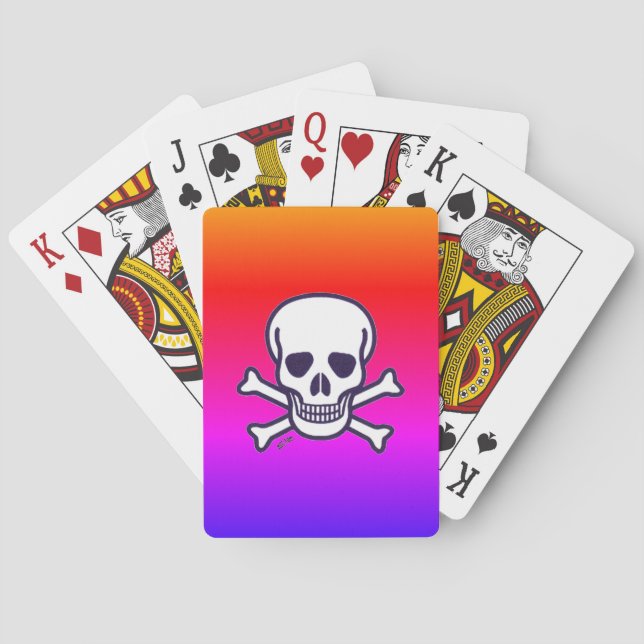 Skull n Bones neon Poker playing cards (Back)