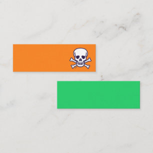 Skull n Bones orange and green mini business card