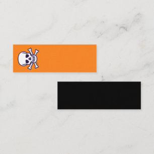 Skull n Bones orange black mini business card vert
