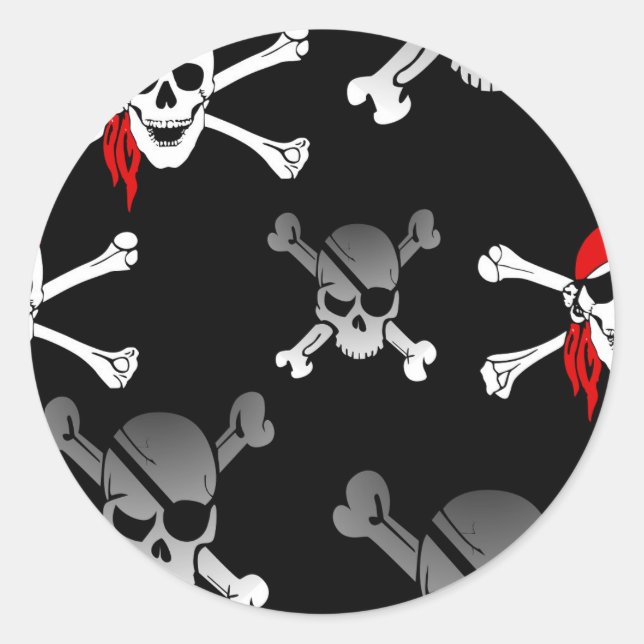 skull n bones Party Pirate  Classic Round Sticker (Front)
