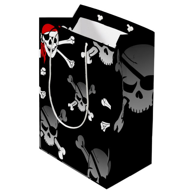 Skull n Bones Party Pirate Medium Gift Bag (Back Angled)