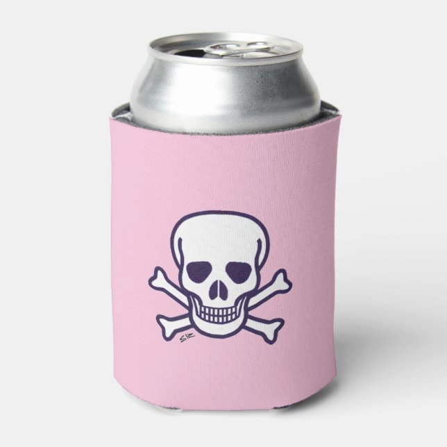 Skull n Bones pink can cooler (Can Front)
