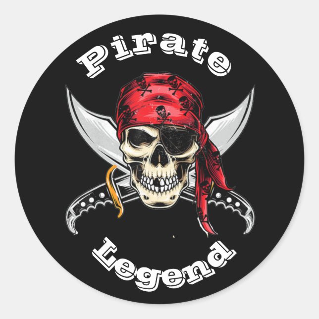 Skull n bones Pirate Legend  Classic Round Sticker (Front)
