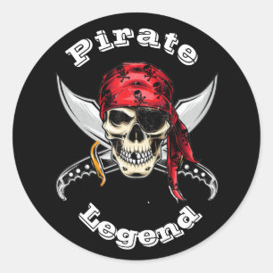 Skull n bones Pirate Legend  Classic Round Sticker