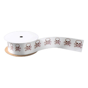 Skull n Bones sepia ribbon spool Satin Ribbon
