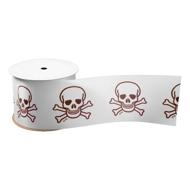 Skull n Bones sepia ribbon spool Satin Ribbon (Spool)