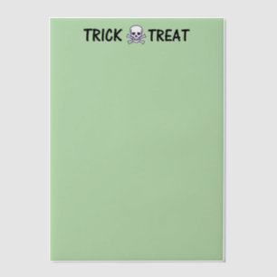 Skull n Bones Trick or Treat green vellum papers Invitations