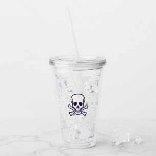 Skull n Bones white smoke acrylic tumbler