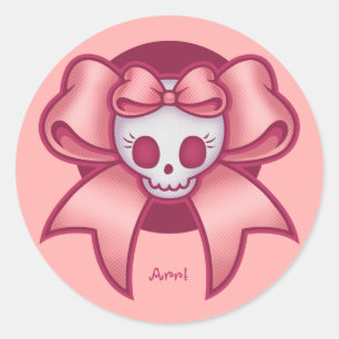 Skull 'n Bows Classic Round Sticker