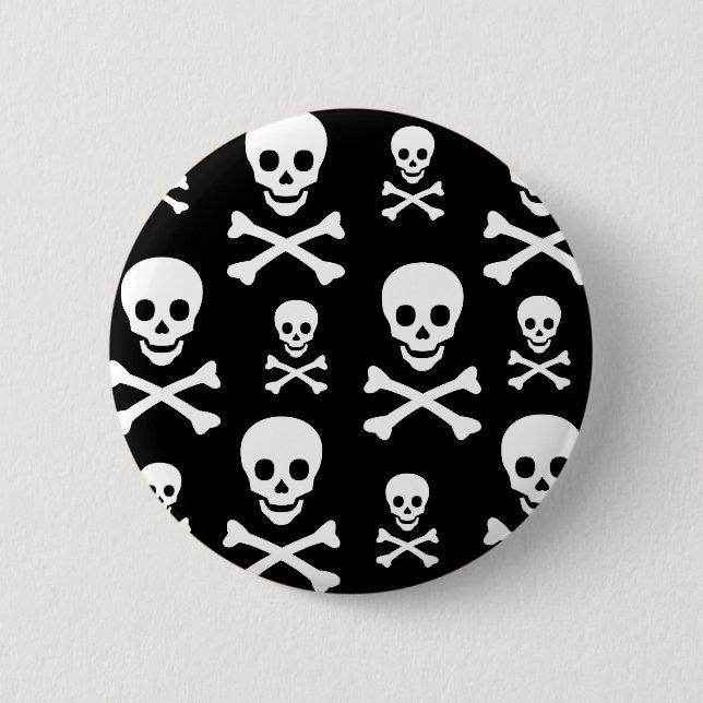 Skull N Crossbones 2 Inch Round Button (Front)