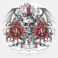 Skull n Dagger with Devil wings