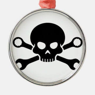 Skull 'n' Tools - Screw Pirate 1 (black) Metal Ornament