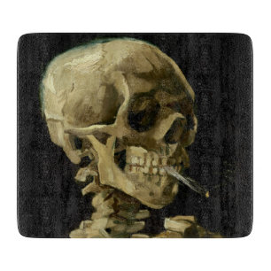 Skull of a Skeleton with Burning Cigarette by Vinc Cutting Board