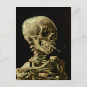 Skull of a Skeleton with Burning Cigarette Postcard