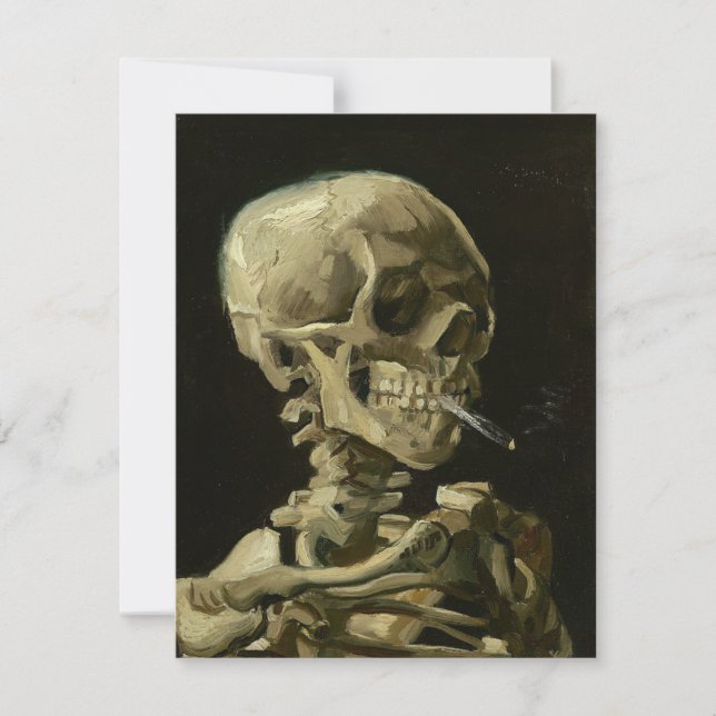 Skull of a Skeleton with Burning Cigarette Thank You Card (Front)